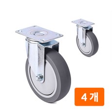 코랙코리아 회전 산업용 교체용 3인치 4인치 5인치 바퀴 캐스터, 회색 (고무), 4개