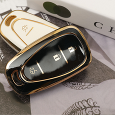 바이어블 쉐보레 호환 자동차 tpu 키케이스 키홀더 키커버 2버튼 3버튼 4버튼 5버튼, 3버튼 A타입 블랙골드 (VA-TA52)