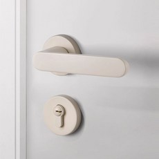 甜蜜如絲 奶油風臥室門鎖 家用磁吸靜音機械門把手, 1個, 52-A11卡其米,無鎖芯無鎖體