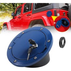 JeCar 연료 주입구 잠금 가스 캡 커버 외부 액세서리 지프 랭글러 2007-2018 JK 및 언리미티드 흰색 USA, Blue