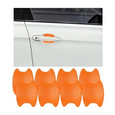 Ziciner 자동차 도어 핸들 스티커 8개 탄소 섬유 텍스처 자동 보호 필름 긁힘 방지 사이드 페인트 가드 범용 액세서리 블랙 182277, 8 PCS, 주황색