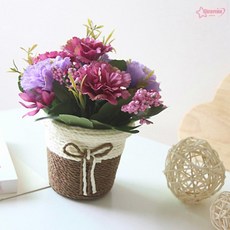 서락 프리티플 카네이션 조화 화분(퍼플) 조화꽃