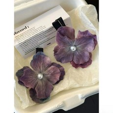 仿真花朵髮夾氣質頭花側邊精緻髮卡網紅新款海邊度假配飾藍色髮飾, 油畫紫髮夾(一對裝）【高端定製】, 1個