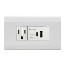 台達電子 埋入式 60W USB A C PD雙孔充電插座, 白色, 1個