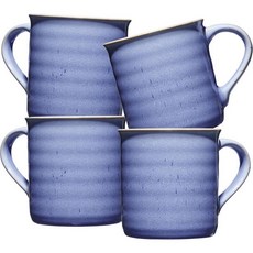 셰필드 홈 세라믹 머그 세트 차 라떼 카푸치노 밀크 핫 초콜릿용 손잡이가 있는 18온스 대형 커피 머그잔 4개. 전자레인지 및 식기세척기 사용 가능 반응성 글레이즈, Blue Egg Speckled, 1개
