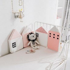 끌라로 침대가드 하우스 범퍼쿠션 (4개세트), 핑크(벨벳)4P세트(H-V4PK)