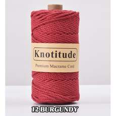 3.0mm 100 yard 꼰사 마크라메 콘사 컬러로프 마크라메 실 재료, 91m, BURGUNDY #12, 1개