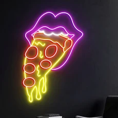 피자 먹는 네온 사인 맞춤형 슬라이스 패스트 푸드 LED 불빛 홈 바 주방 벽 장식 레스토랑 환영 오픈, 02 Type 2, 01 45CM