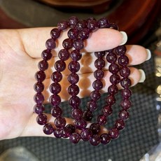 星光紫牙烏手珠 7mm圓珠 紅石榴石手鍊 獨特星芒效應