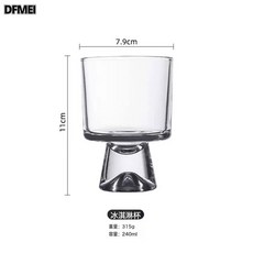 DFMEI 高顏值觀山玻璃水杯女生可愛感輕奢高腳啤酒杯創意飲品咖啡杯 340ML, 1個