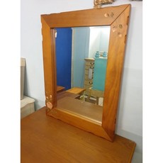 鄉村風實木彩繪化妝鏡 玄關鏡，實木材質，彩繪設計，適用於玄關或化妝台