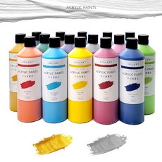 아크릴물감 대용량 500ml 지누아트 KC인증 어린이 안전인증 아크릴물감세트 푸어링아트, 아이비 그린