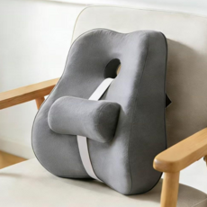 護腰靠枕 硬挺支撐護腰靠墊 辦公室腰靠 汽車腰靠 久坐靠背 床頭靠墊 人體工學護腰靠墊 椅子靠背 汽車腰靠, 神秘灰