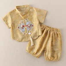 嬰兒套裝夏季國風滿月週歲百天寶寶兩件套兒童禮服夏裝新中式國風