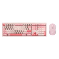 지클릭커 오피스프로 사일런스 M 무소음 무선 블루투스 108 키보드 마우스 세트, 일반형, Pink, WMK90