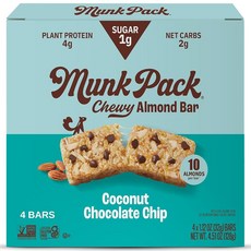 Munk Pack Keto 그래놀라 바 코코넛 코코아 칩 31.8g(1.12온스) 4개입, 128g, 1개