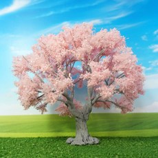 微景小舖 仿真樹 雪飄櫻花樹 鐵絲花樹 微景觀盆栽沙盤模型場景佈置, 1個, 粉紅色大型櫻花樹(高約25cm)