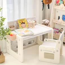 KC인증 어린이 책상 세트 높이조절 아동 유아 아기 다기능 테이블 의자 공부 식사 글쓰기 책상 의자, 보퉁형