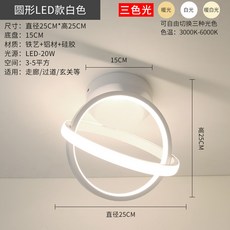 천정조명 북유럽 LED 천장 팬던트조명 포인트등 미니 거실, 원형 LED 화이트 LED 삼색 빛