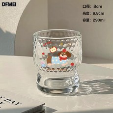 DFMEI ins玻璃杯高級咖啡杯小衆創意卡通家用水杯女學生冰美式牛奶杯子, 1個