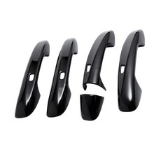 亮黑 4孔摸門感應 帶燈孔 外門拉手把手蓋 黏貼式硬殼 適用 15-21 W205 C180 C200 C300 C63, 1個