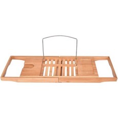 욕조 캐디 나무 랙 북 매거진 샴페인 와인 홀더 확장 가능한 트레이, 1개