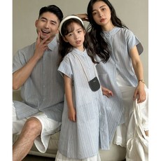 유아동 하늘이 스트라이프 셔츠&셔츠원피스 여름 패밀리룩 키즈 남아 여아 티셔츠 맘대디 커플 가족촬영