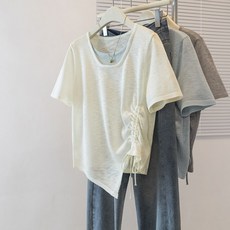 유니픽 여성 스트링 디자인 반팔 티셔츠 편안한 심플 스타일ZHB