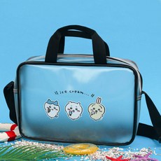 아동용 먼작귀 캐릭터 아이스크림 반투명 사각 물놀이 비치 가방 수영가방 크로스 백 남아 여아 유아 어린이