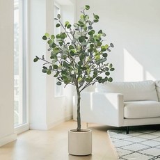 居家淨化澳大利亞尤加利樹1.8公尺室內大型仿真植栽（贈送花盆）, 1個