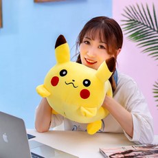 優選多功能抱枕 可愛抱枕抱枕毛毯被子二閤一皮卡丘暖手抱枕可愛午睡趴枕毛絨玩具暖手捂手腰枕冬季睡覺女生, 皮卡丘,35厘米（暖手款）