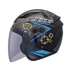 M2R 得安 J-7 加大帽體 J7 #2 花色 3/4罩 半罩 安全帽 大頭適用, 平黑灰藍-2XL及3XL