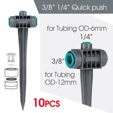 정원 20-50cm 유연한 노즐 안개 스프레이 시스템 냉각 자동 키트 용 급수 스프링클러 화분에 식물 심은 17.5cm 스테이크 관개, 07 O-10PCS Stake only, O-10PCS Stake only
