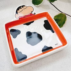 짱구는못말려 짱구이불 레드 디저트 플레이트 캐릭터 접시 도자기접시, 1개