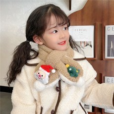 聖誕熱賣 聖誕節日新年禮物兒童毛絨圍巾秋冬季加厚男女孩寶寶圍脖保暖可愛