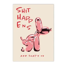 쿠쿠스토어 추상 검은 풍선 개 캔버스 회화 똥이 일어난다 그것은 괜찮아 견적 벽 아트 포스터 현대 거실, 02 A, 07 13x18cm No Frame, 1개