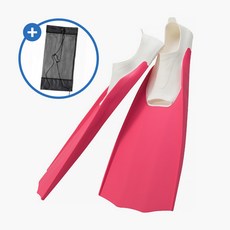 비치담 스노클링 오리발 롱핀 메쉬 가방 세트, 화이트 레드 ML [250mm]