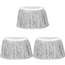臺灣出貨純棉綫拖把頭旋轉墩布頭設計加厚全棉材質吸水強適配通用拖把桿日常清潔拖把替換頭配件適用, 精品純棉頭3個裝（灰白色）, 1個