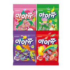 크라운 마이쮸 72g 4종(포도/딸기/사과/리치) 4봉/마이쥬 젤리 간식, 4개