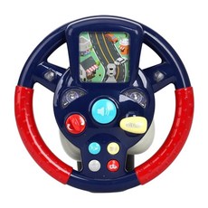 움직이는 도로화면 남아 운전놀이 깜빡이핸들 아기운전대핸들장난감 인지훈련 멜로디, 1개, 블루레드