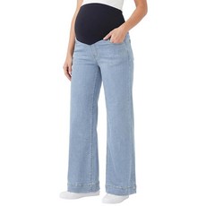 Gowjog Women's Maternity Jeans Wide Leg Over the Belly Stretchy Denim Pants Baggy Loose Trendy Pre