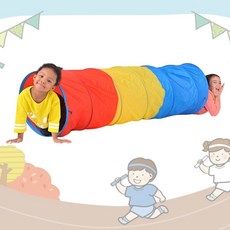KC인증 체육교구 알록달록 접이식 3색 터널 180cm 용기up 실내놀이 기관용, 1개