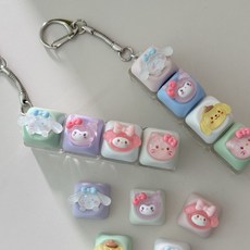 4구 산리오 마이맬로디 키캡 키링 야광 불빛 클리커, NON LED