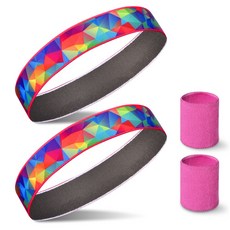 4pcs 땀방지 대나무 스포츠 헤어밴드 세트, multicolor, 1개