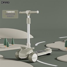 DFMEI 滑板車兒童1一3一6一12歲 男孩女童小孩寶寶踏板滑滑車溜溜三合一, 1個, 【衝浪款】綠色 悍馬閃光輪 音樂