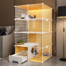 貓籠子 貓別墅 四層全景式貓籠 一室一廳一衛 貓窩貓廁一體 貓空籠, 1個, 3層75*47*109升級大平臺,精裝款:基礎款+貓窩