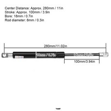 유압 가스 스프링 리프트 스트럿 지지대 280mm 중심 거리 스트로크(100 500N), 01   Mainland, 02 500N