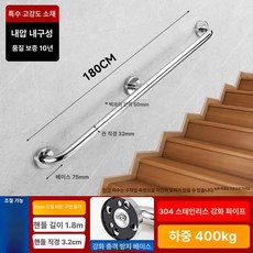스텐 계단 손잡이 안전봉 미끄럼방지 벽부형, H.스테인리스 1.8m 광택 400kg, 1개