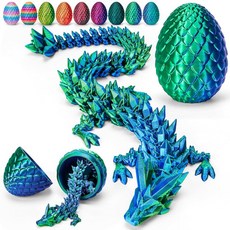 TBOLINE 30.5cm(12인치) 3D 프린트 드래곤 달걀 멋진 3D 프린터 관절형 크리스탈 드래곤 장난감 아동용 서프라이즈 동물 피규어 피젯 공룡 달걀 장난감 여아, 레이저 그린-30.5cm(12인치)
