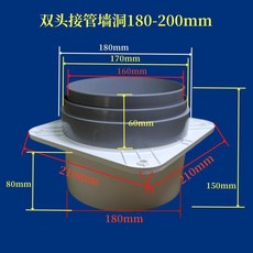 防味煙道止逆閥 抽油煙機排煙管單向止逆管道止回閥, 牆洞180接管160-170-180,帶安裝配件